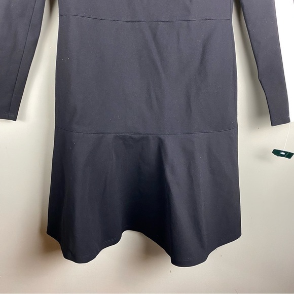 Ralph Lauren: Preppy Stretchy Peplum Long Sleeve Midi Dress Black White (NWT) - Picture 2 of 9